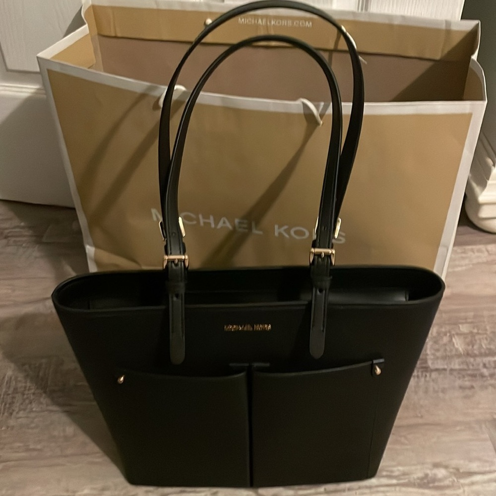 Michael Kors Black Tote with Silver Hardware